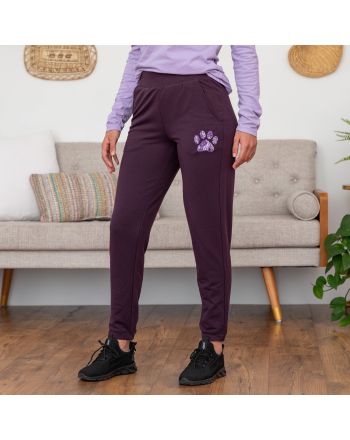 Paw Print Lightweight Tapered Sweatpants with Pockets & Elastic Waist